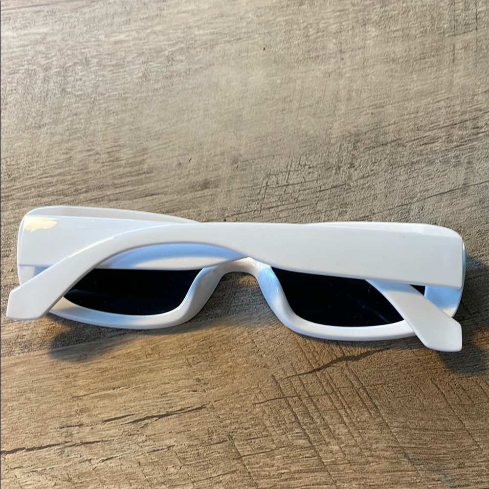 White Rectangular Sunglasses - Picture 2 of 2